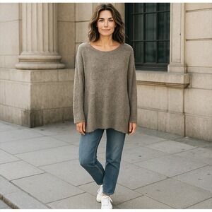 Soft Surroundings Sweater Womens‎ Large Brown Crew Neck Soft Metallic Eyelash